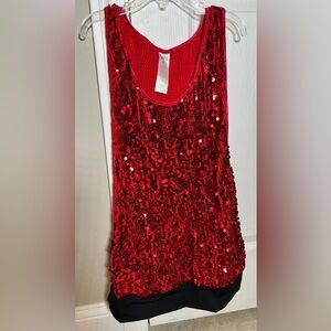 Racerback cut out tank top - red sequin